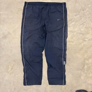 Nike Vintage Windbreaker Track Pants Navy Blue Mesh Lined Mens XL Piping Swoosh